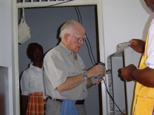 Bob finding the strength of glasses Jamaica 2004